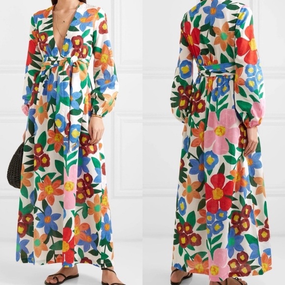 Mara Hoffman Dresses & Skirts - MARA HOFFMAN Luna Plunging Floral Sakura Bloom Maxi Dress Sz L